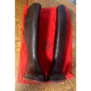 RARE CH Carolina Herrera Monogram Tall Rubber Rain Boots Red Bottom w/ dustbag